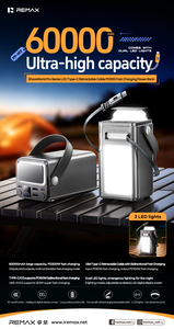 PD200 Fast Charging Power Bank 60000mAh <b>Type</b>-<b>C</b> Retractable <b>Cable</b> High Capacity Portable Banks Dual LED Lights FP-103 FP-103 FP-1 - Product Image 3