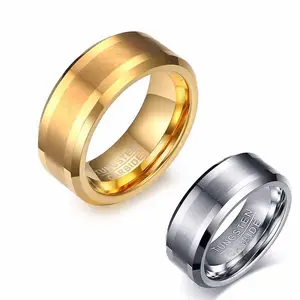 8MM Tungsten Steel Men&#39;s Brushed Rings Engagement Wedding Ring Matte Male Jewelry