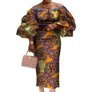 Afrikanisches Batik gewebe Afrikanisches Kleid mit Rüschen ärmeln Dashiki Bedrucktes träger loses Kleid - Product Image 5