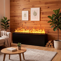 Meuble TV encastré avec foyer à vapeur, foyer décoratif à flamme LED 3D avec rangement pour usage intérieur