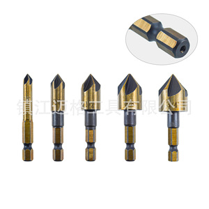 5Pc 82 Hex Shank Chamfering Cutter 3/4 5/8 1/2 3/8 1/4 Inch For Metal Sheet Steel Drilling - Product Image 2