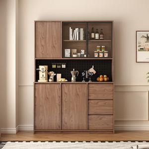 <span class=keywords><strong>Buffet</strong></span> d'appoint autoportant de luxe moderne, meuble de rangement modulaire marron pour cuisine, armoire haute pour garde-manger et organisation des aliments - Product Image 1