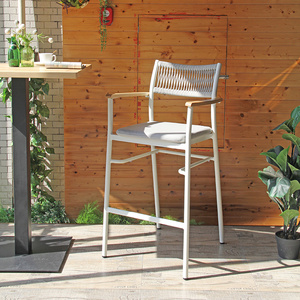 Mesh Bar Chair Cafe <span class=keywords><strong>Shop</strong></span> Hohe Rattan Möbel Küchen stuhl Barhocker Aluminium Outdoor Counter Bar Hochstuhl - Product Image 1
