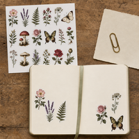 Autocollants personnalisés pour journal intime à motifs floraux, feuille vintage, roses, fleurs sauvages, style Cottagecore, en vinyle découpé, imperméables pour enfants