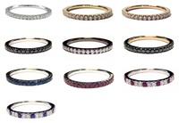 Bagues de couple classiques Hong Kong en diamant, or blanc 18 carats, rhodium noir, taille brillant, design demi-bague, alliance éternité