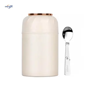 Thermos para Hot Food Leak Proof Aço Inoxidável Vacuum Isolado Food Jar Frasco com Colher Dobrável