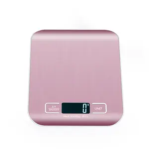 पूर्ण कस्टम गुलाबी रसोई भोजन वजन तराजू 10 किलो डिजिटल इलेक्ट्रॉनिक आयत 5 किलो लोगो अनुकूलित OEM रसोई स्केल