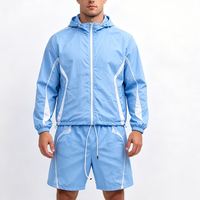 Ensemble coupe-vent personnalisé pour homme MOUNTNEVE, survêtement à capuche, streetwear, tenue en 2 pièces, veste zippée à blocs de couleur pour l'été, BSCI OEM