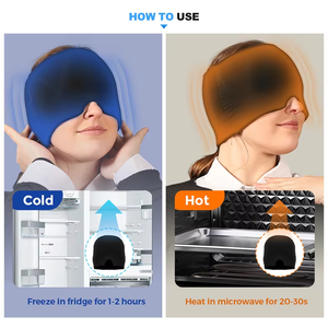 Migraine Relief Hot & Cold <b>Pack</b> Leica Fabric Head Wrap with Gel Cooling Therapy Cap & Ice Mask for Pain Relief - Product Image 5