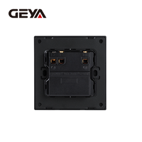 Interrupteurs muraux GEYA personnalisables, norme britannique, 250V 16A, étanches IP54, durables, en PC, modernes, 2 gangs 1 voie, plaque 40000 cycles