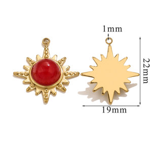 Colgantes de Piedra Natural con Diseño de Rayos de Sol |   Acero Inoxidable Chapado en Oro PVD de 18K y Piedras Semipreciosas para la Fabricación de Joyas - Product Image 6