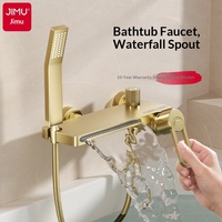 Robinet de baignoire en cuivre chromé doré, mitigeur mural cascade à poignée unique pour salle de bain, garantie dix ans