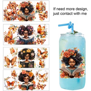 Đen Lịch Sử loạt tùy chỉnh bán buôn phim hoạt hình số lượng lớn không thấm nước 16oz Tumbler Decal chuyển uvdtf UV dtf cup bọc Sticker - Product Image 1