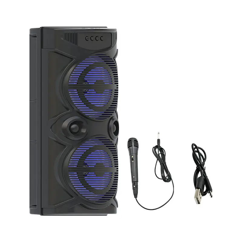 SING-E Loa Di Động ZQS8207 Với Loa Siêu Trầm 8 Inch Kép, Máy Hát Karaoke Di Động Có Đèn LED Hỗ Trợ TWS/AUX/TF/USB