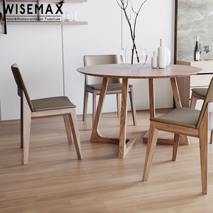 WISEAMX FURNITURE Table à manger en bois simple et moderne de style nordique, mobilier de salle à manger pour restaurant, pour 6 ou 8 personnes, table ronde - Product Image 3