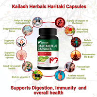Compléments alimentaires végétaliens à base de plantes, marque privée, Inde, capsules de Haritaki 650 mg, favorisent la détoxification et la régénération