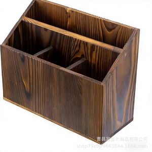 Wooden Remote <b>Control</b> Organizer Desktop Storage Box For Living Room Magazine <b>Holder</b> With One Layer Shelf Design - Product Image 5