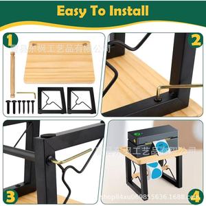 Label Printer Stand Wooden <b>Desktop</b> With Paper Roll Holder For Printers Office Multifunction <b>Shelf</b> - Product Image 4