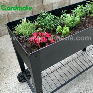 Jardinière surélevée en métal thermolaqué durable avec roues et séparateurs d'espace pour la culture de légumes et de fleurs à la maison, sur la terrasse, le <span class=keywords><strong>balcon</strong></span> ou dans le jardin. - Product Image 2