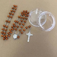 7mm en bois brun Rose parfum parfum chapelet Saint Benoît pièce maîtresse et pendentif croix