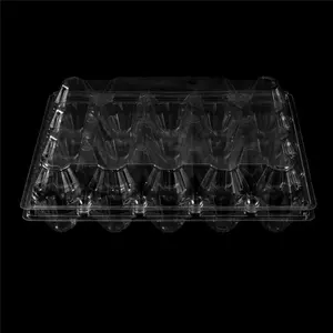 Wholesale Transparent Egg Holder 20 Holes Clamshell Egg Box 20 Cells PET Disposable Plastic Clear Egg Tray