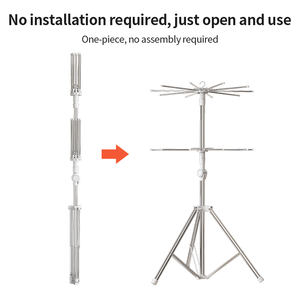 Estante plegable multifuncional de 2 niveles de acero inoxidable de piso a techo, <span class=keywords><strong>toallero</strong></span> de Metal de doble nivel para ropa, <span class=keywords><strong>toallero</strong></span> para pañales para niños - Product Image 5