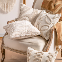 Housse de coussin décorative bohème marocaine brodée, luxe, neutre, pour canapé et fauteuil