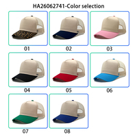 Gorra de béisbol tipo camionero de 5 paneles, estructurada, de corona alta, con parche bordado personalizado, de malla bicolor, al por mayor