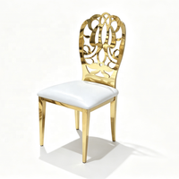 Chaise en acier inoxydable doré sculpté, chaise de luxe pour mariage, chaise décorative pour banquet