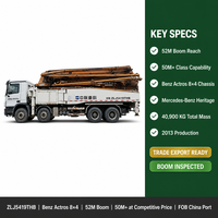 Bomba de Concreto Usada Zoomlion 52m Montada en Camión Mercedes Actros 8x4, Año 2013, Máquina de Bombeo de Concreto Zoomlion ZLJ5419THB para Exportación
