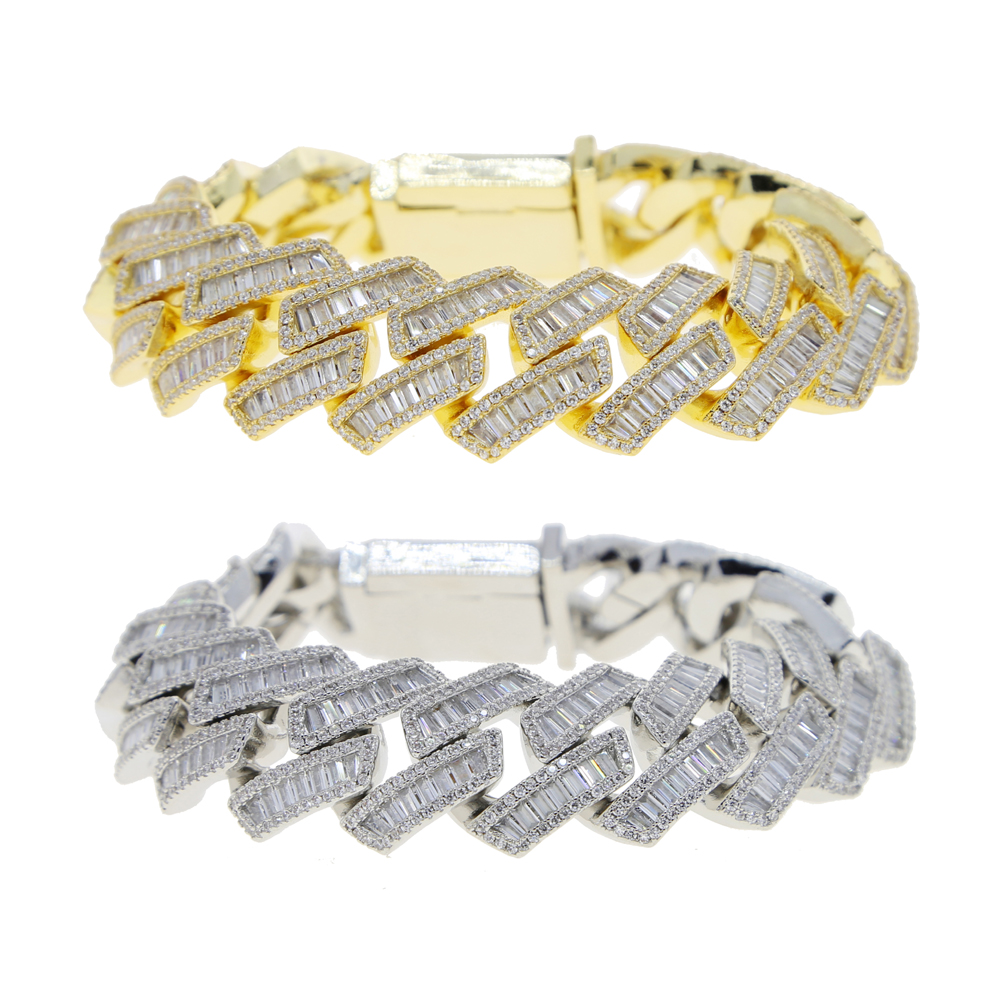 Glitter ブレスレット Iced Out Chain 19mm 19mm Iced Out Prong Chain Bracelet 【GOLD/SILVER】 | Glitter