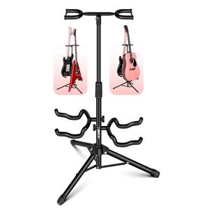 Soporte doble para guitarra acústica y eléctrica, soporte de suelo de metal duradero con acabado mate, diseño plegable, Universal N - Product Image 1