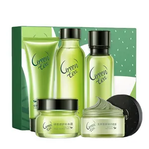 Green Tea Lotion Facial Cream 5 PCS Set Whitening Brighten Anti Wrinkle Skin Care Set