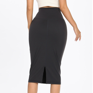 Vestido de yoga sin costuras para mujer, para gimnasio, fitness, con logo personalizado, falda larga, ropa deportiva, para entrenamiento, correr, vestido moldeador. - Product Image 4