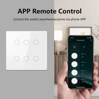 Interrupteur mural intelligent WiFi Tuya 6 voies, norme brésilienne SLS, panneau tactile en verre, étanche, compatible avec Alexa et Google Home