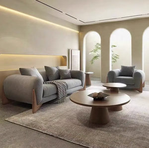 Set di divani in tessuto bianco minimalista italiano per arredi per la casa confortevoli - Product Image 2