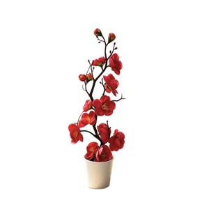 Bonsaï artificiel de fleurs de prunier, 28 cm de haut, simulation réaliste, décoration d'hiver, décoration chinoise pour la maison et le bureau, pot rond, fleur artificielle - Product Image 5