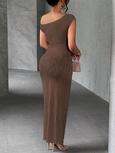 Vestito alla moda con spalle inclinate ondulate ad acqua nuovo vestito carino e alla moda con spalle inclinate - Product Image 6