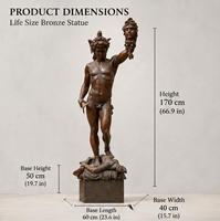 Sculpture de Persée en bronze coulé sur mesure par BSA, tenant la tête de Méduse, statue mythologique en bronze antique, pour aménagement extérieur