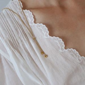 Elegante Collar Coreano de Acero Inoxidable con Colgante, Collar Largo con Borlas de Oro Sólido de 14K para Mujeres y Niñas - Product Image 5