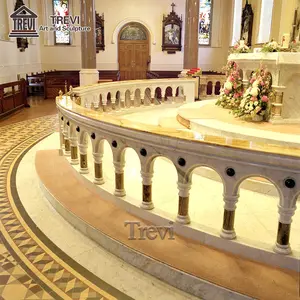 教会の屋内装飾された白い天然石大理石の祭壇の手すりのデザイン