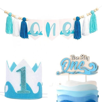 Décorations de fête pour bébé, thème ours, joyeux anniversaire, Noël, bannière en macramé, décorations de gâteau, ensembles pour les tout-petits d'un an, chaise haute