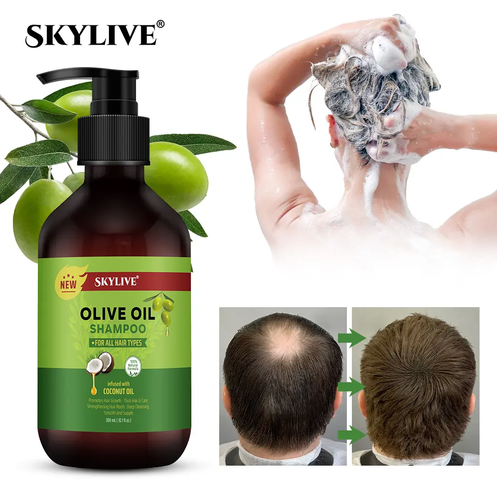 Juego de champú y acondicionador de aceite de oliva de Romero puro de planta Natural pura personalizada mielle champú anticaída de cabello para uso doméstico