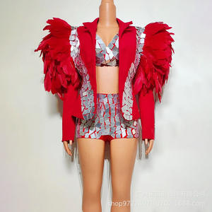 Traje <span class=keywords><strong>de</strong></span> lentejuelas con plumas para discoteca, bar, cantante, baile, concierto, <span class=keywords><strong>disfraz</strong></span> exagerado <span class=keywords><strong>de</strong></span> Drag Queen - Product Image 6