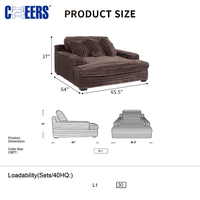 MANWAH CHEERS-Sofá cama extragrande para sala de estar, mueble cómodo de tela Premium