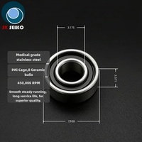 Cartouche de rotor de turbine dentaire haute vitesse SR2-5Z en céramique, à rangée unique, précision P4, compatible autoclave, OEM