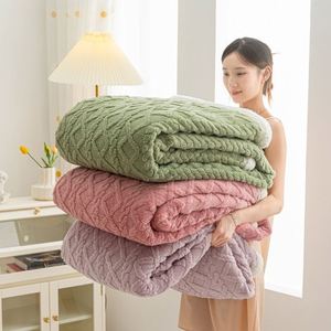 Manta de Lujo Tejida de Sherpa, Doble, Suave y Cálida, de Poliéster, para Invierno, de Color Sólido, para Sofá - Product Image 1