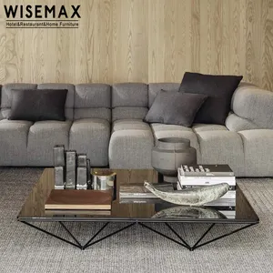 WISEMAX家具创意倒金字塔设计中心桌现代豪华玻璃顶带不锈钢底座茶几