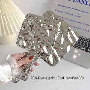 Electroplated Handle <b>Makeup</b> <b>Mirrors</b> Beauty Portable Round Hand Square Hand S/M/L Make up <b>Mirror</b> - Product Image 3