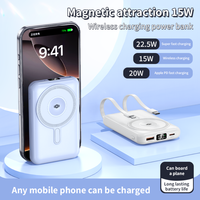 Batterie externe portable haute capacité PD 22,5 W, 50000 mAh, charge rapide, chargeur sans fil avec mini support magnétique